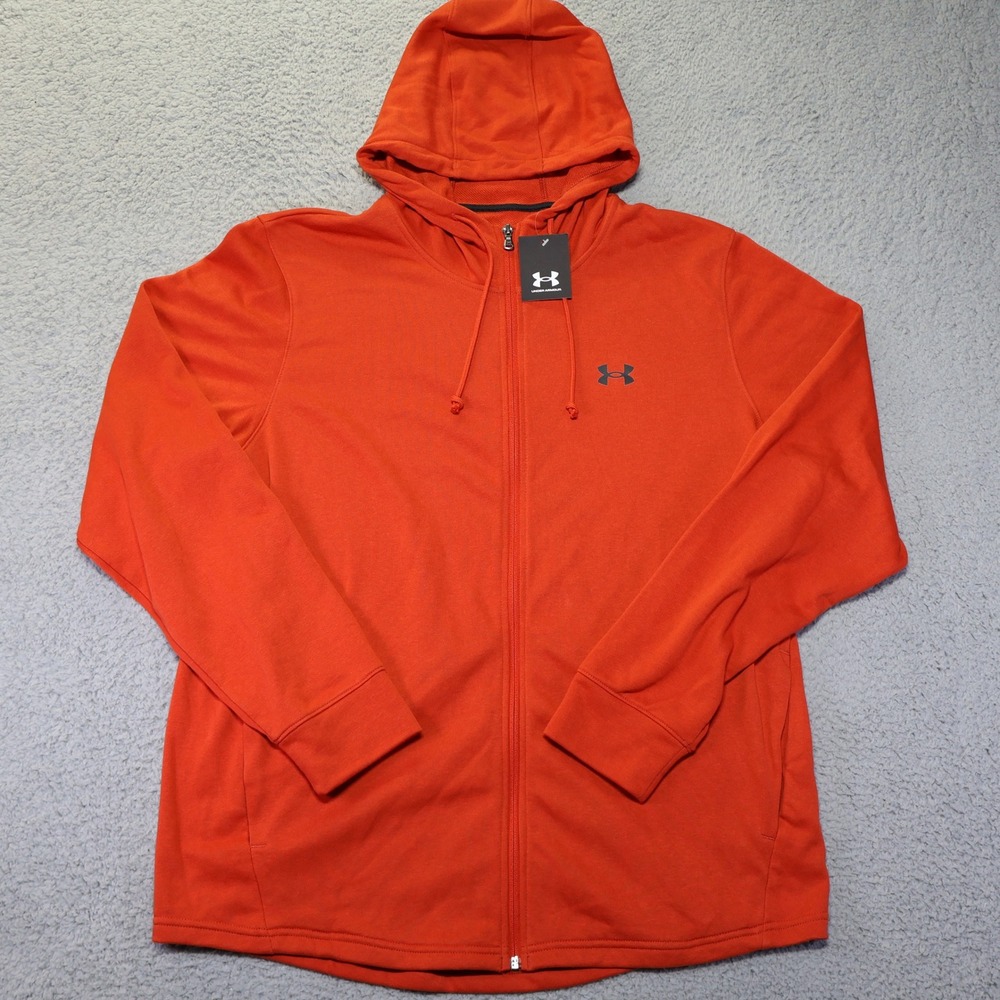 Under Armour Rival Terry Full Zip Hoodie Orange Mens XL 1369469 New NWT